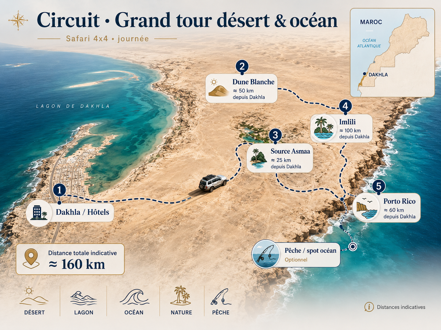 Grand tour Dakhla désert & océan avec Dakhla 4x4